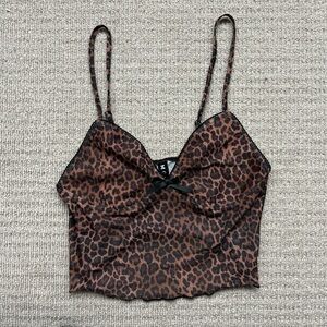 Motel Leopard Print Mesh Cami Top